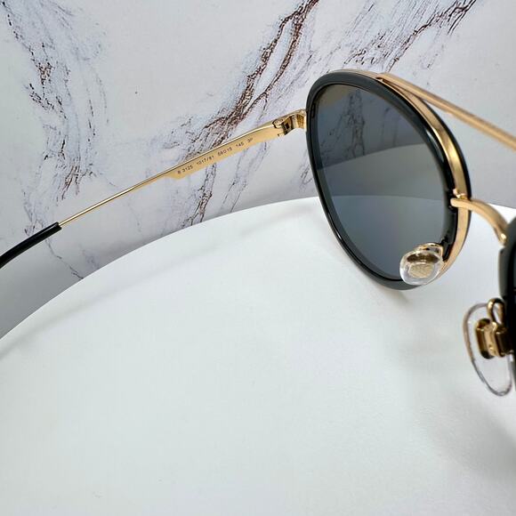 New Burberry Sunglasses Polarized Gold Black Check Arms Aviator Pilot Metal - Picture 5 of 16